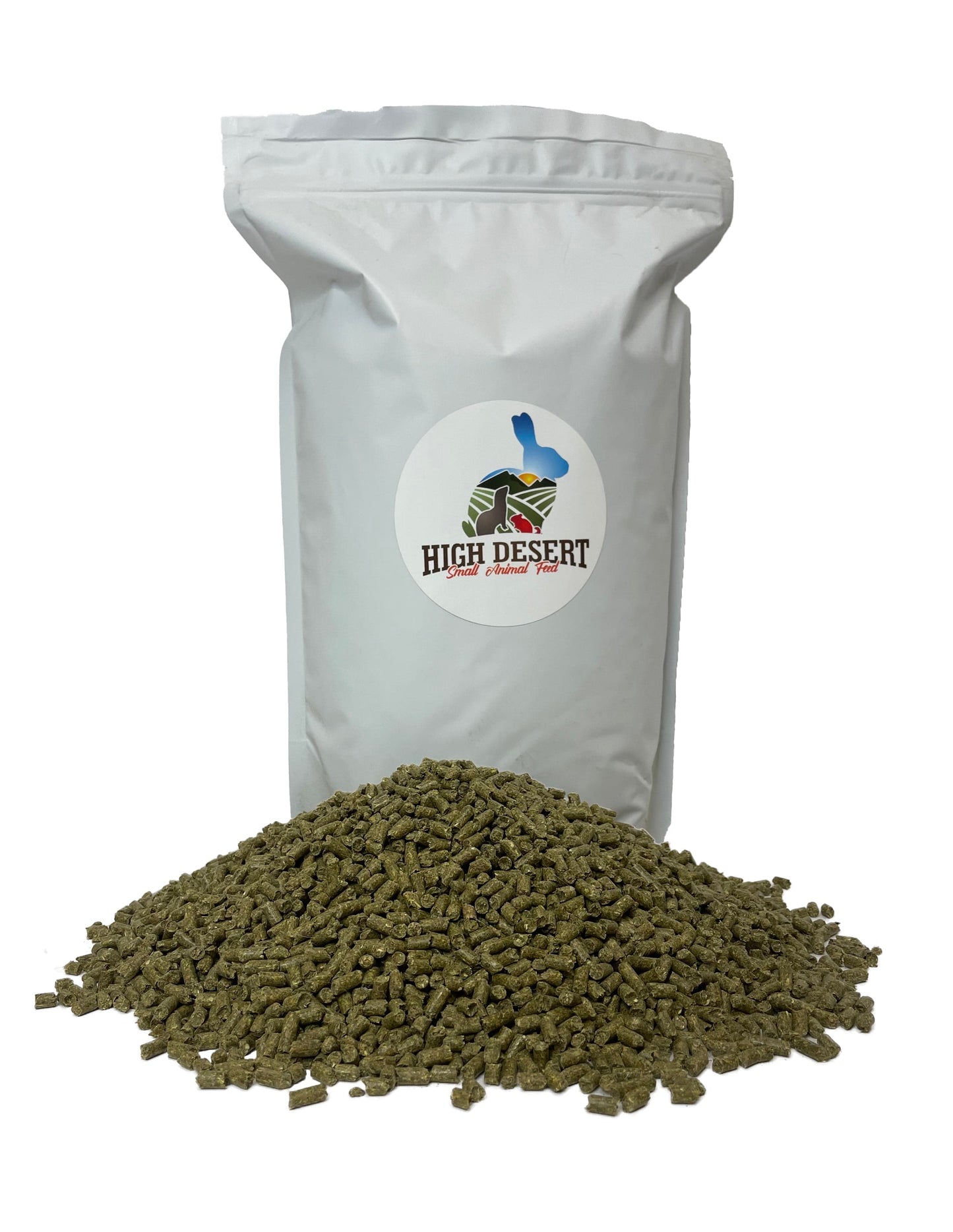 Bag of High Desert Complete Guinea Pig Feed with golden pellet feed