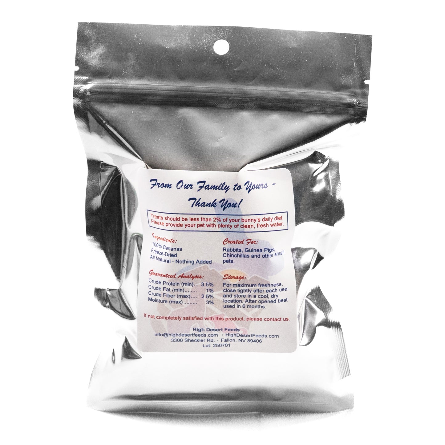 Freeze-dried banana chips by High Desert, all-natural crunchy snack