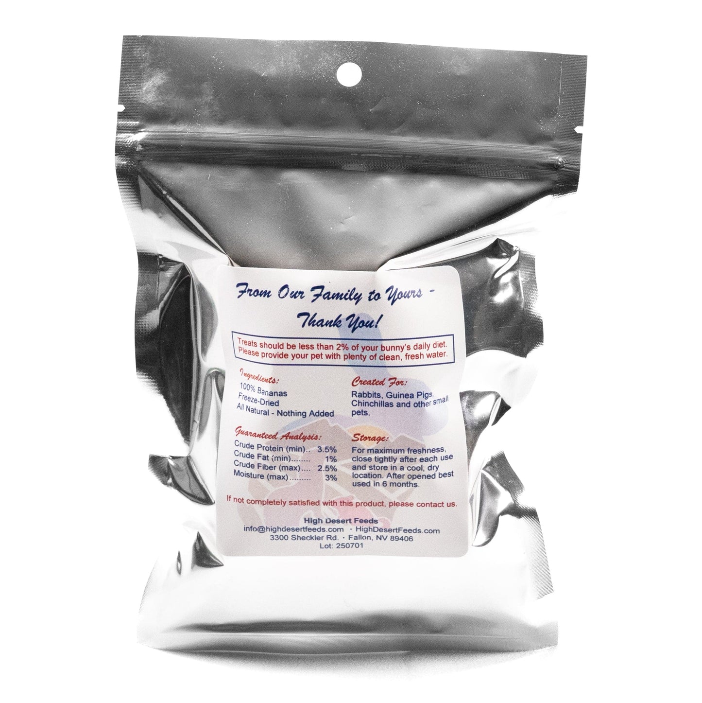 Freeze-dried banana chips by High Desert, all-natural crunchy snack