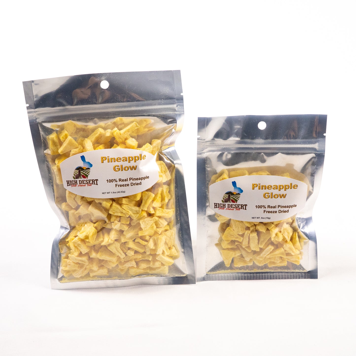 Freeze-dried pineapple chunks, 5 oz resealable bag – natural small animal treat