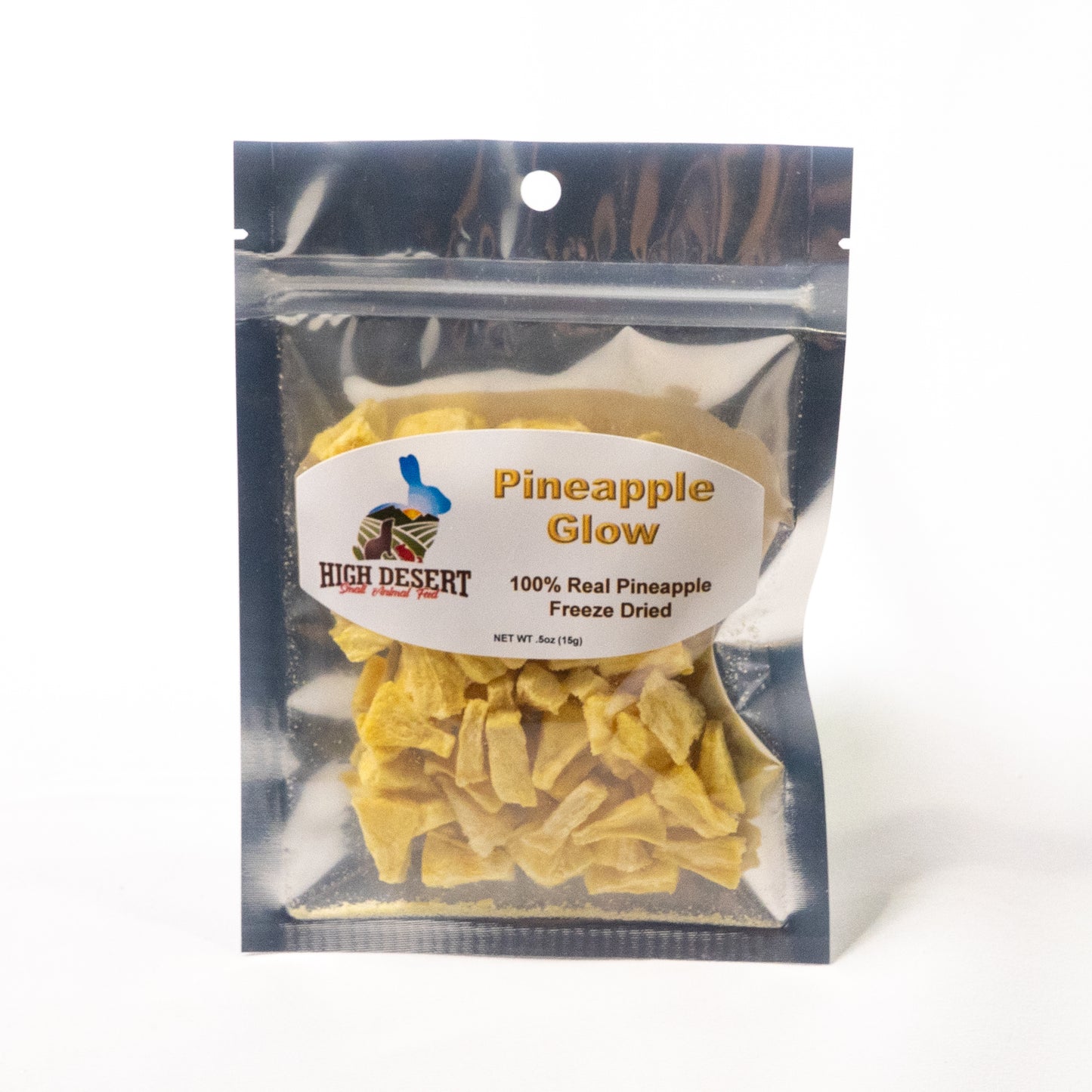 5 oz pouch of freeze-dried pineapple pieces – all-natural small pet treat