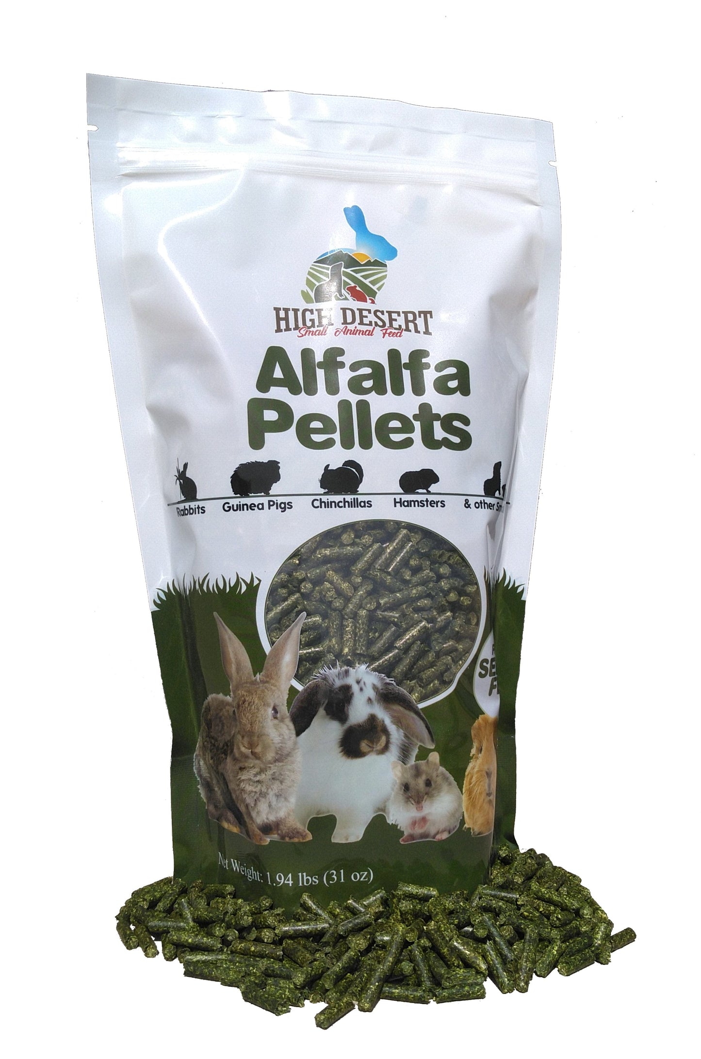 Nutrient-rich pure alfalfa pellets, additive-free small animal feed