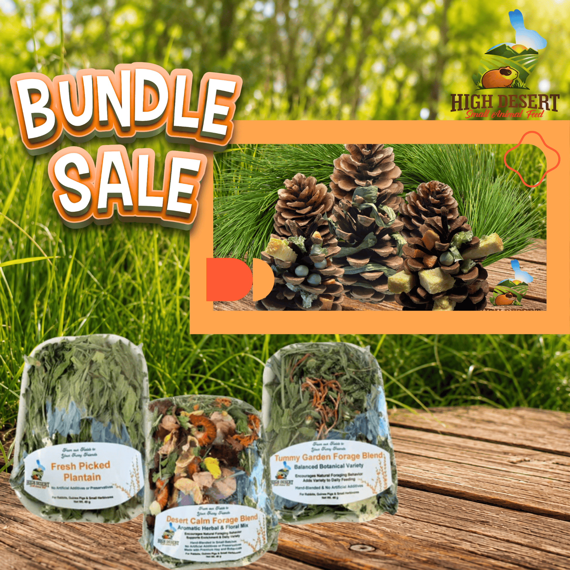 forage blend and stuffed pinecones