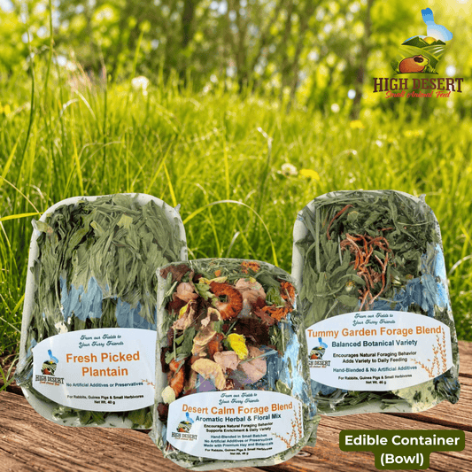 Forage blend in an edible bowl 