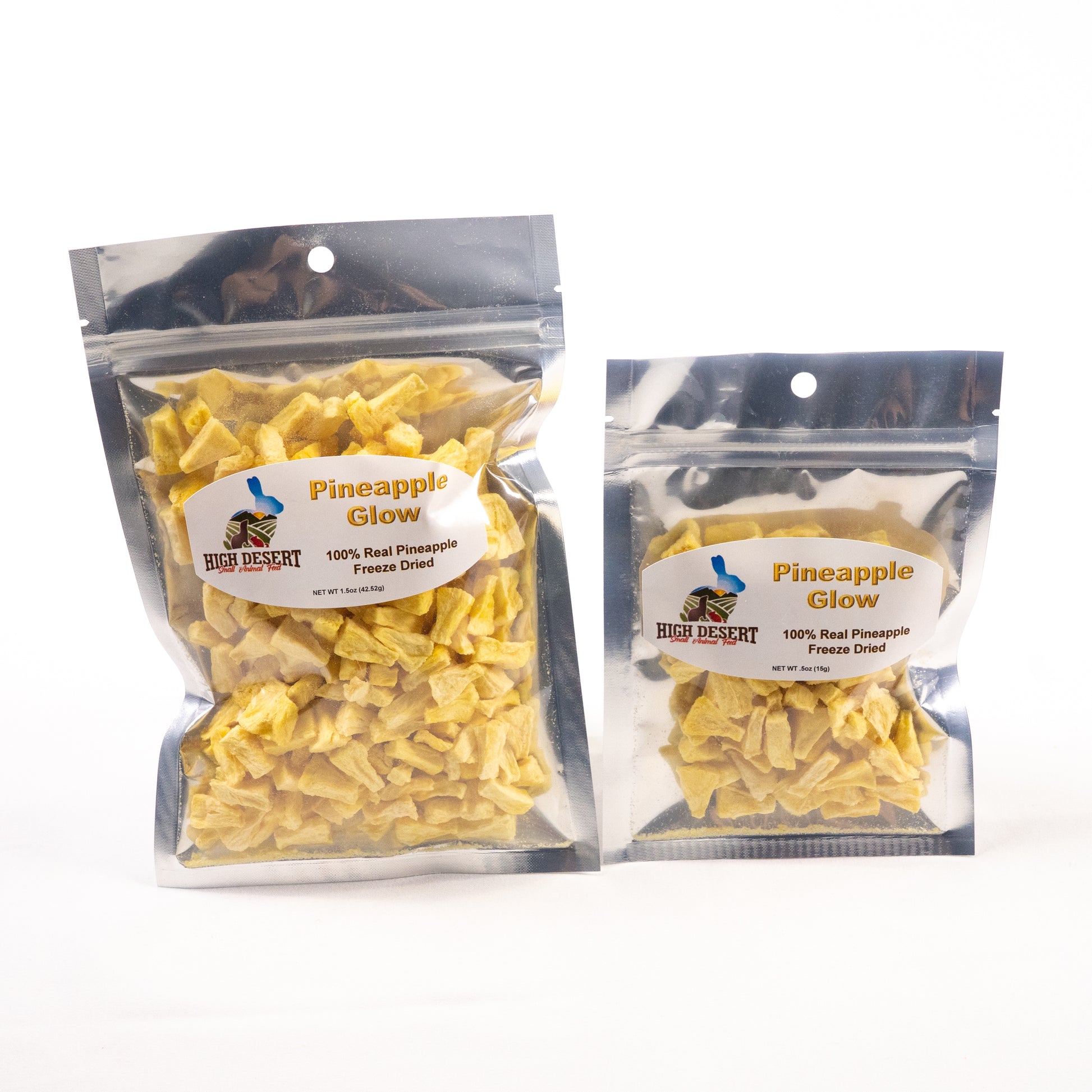 Freeze-dried pineapple chunks, 5 oz resealable bag – natural small animal treat