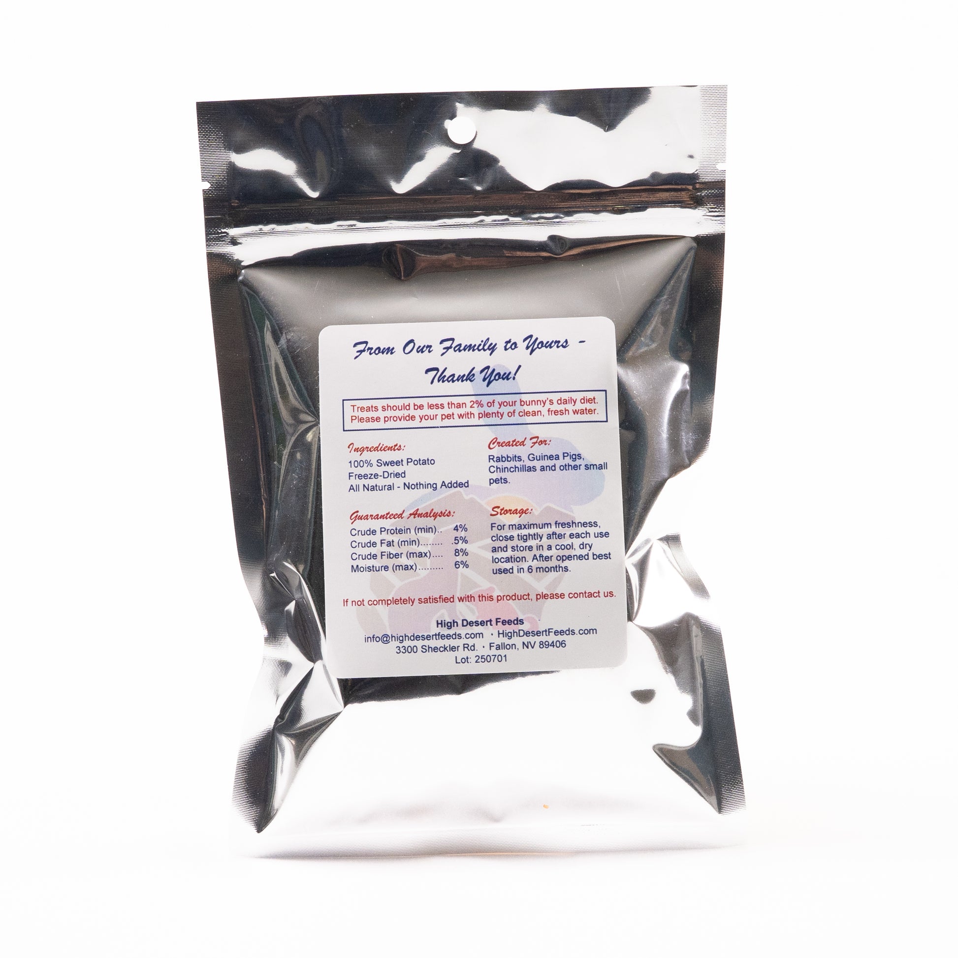 Natural freeze-dried sweet potatoes, treat for small pets
